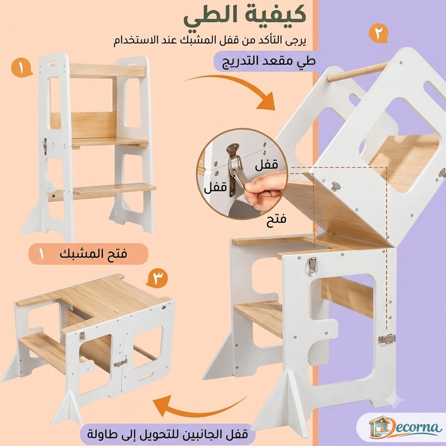 Tour d'Apprentissage Montessori Convertible avec Table et Chaise