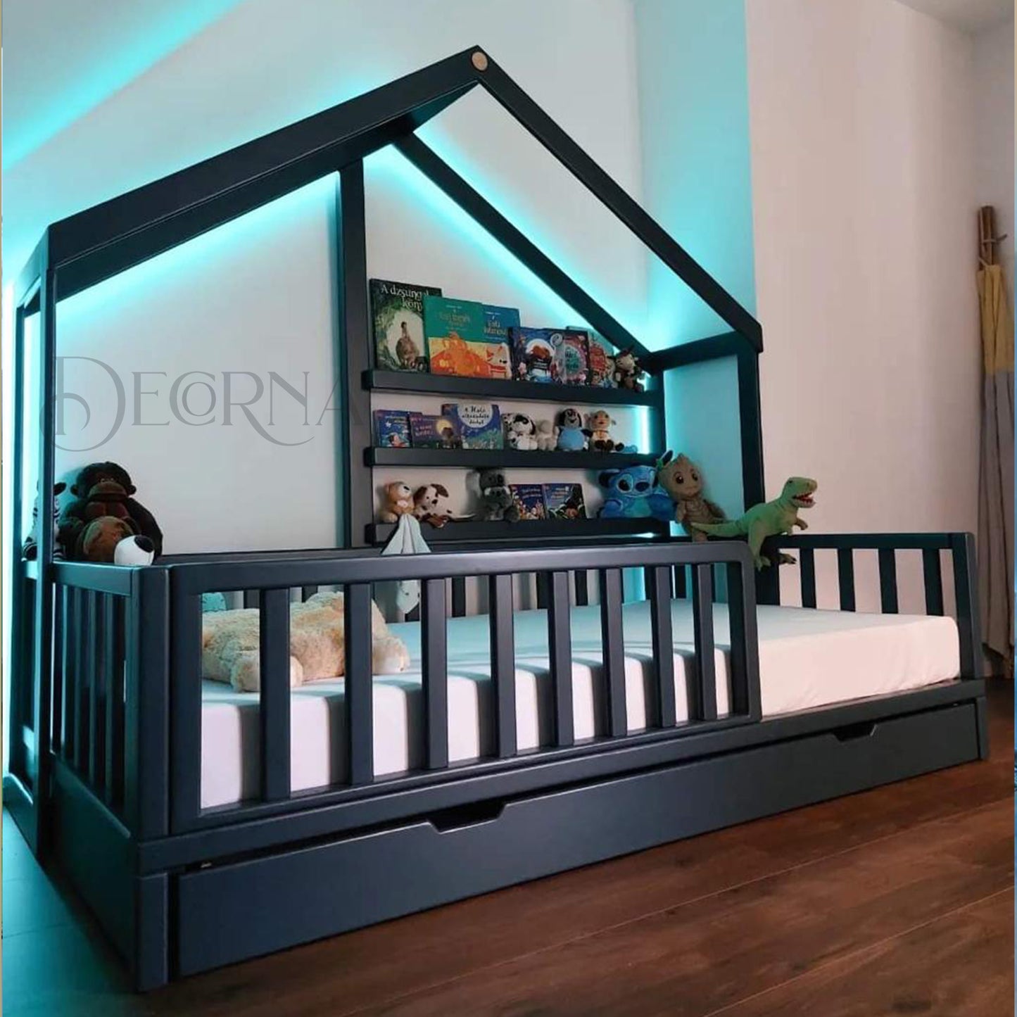 Lit Maison Confort avec Éclairage Ambiant Personnalisé