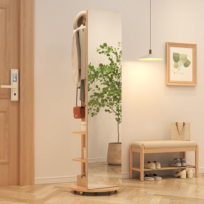 Miroir sur pied avec porte-manteau