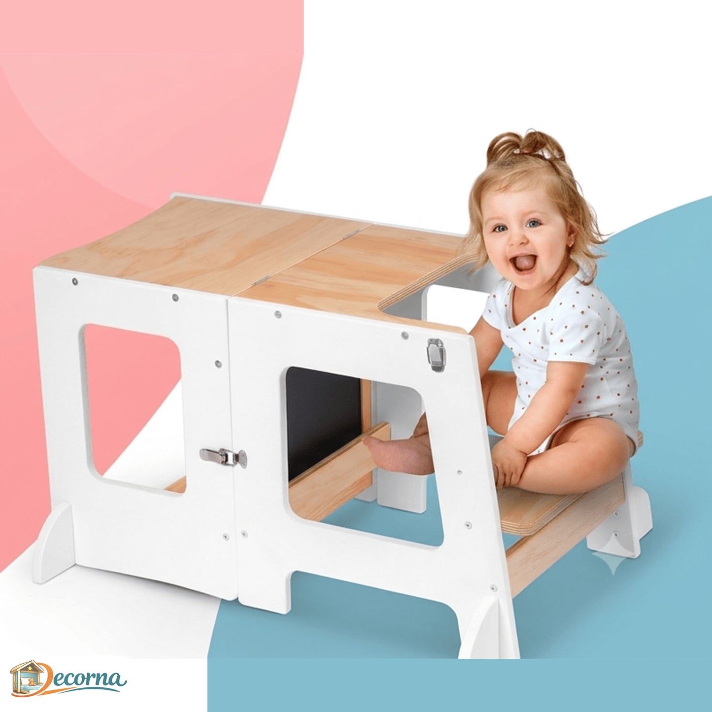 Tour d'Apprentissage Montessori Convertible avec Table et Chaise