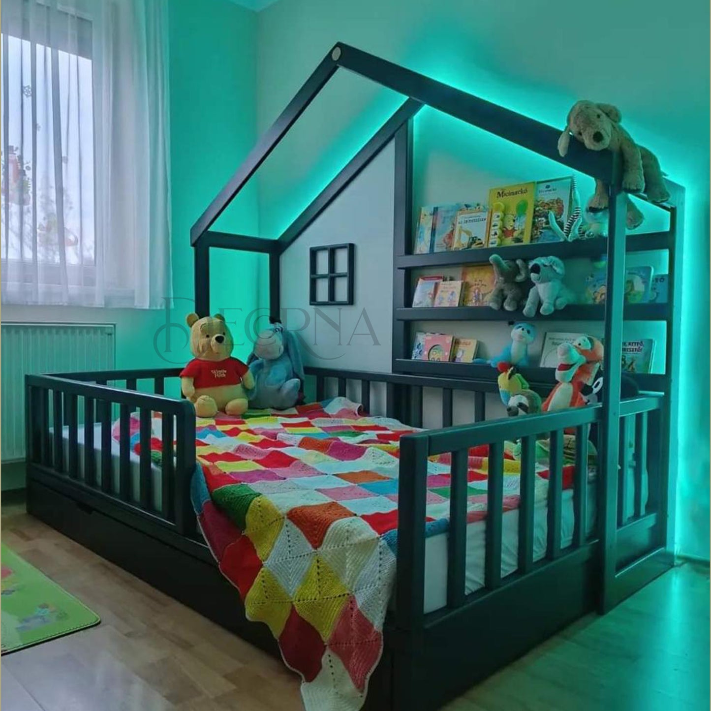 Lit Maison Confort avec Éclairage Ambiant Personnalisé