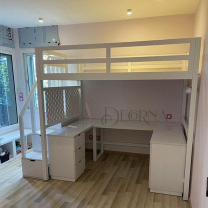 Lit mezzanine avec bureau intégré