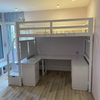 Lit mezzanine avec bureau intégré