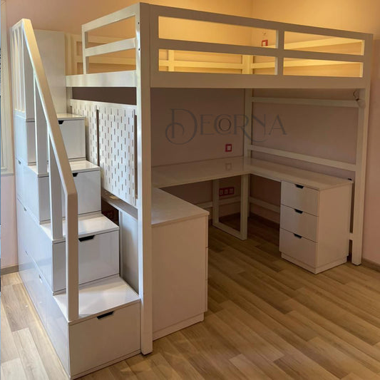 Lit mezzanine avec bureau intégré