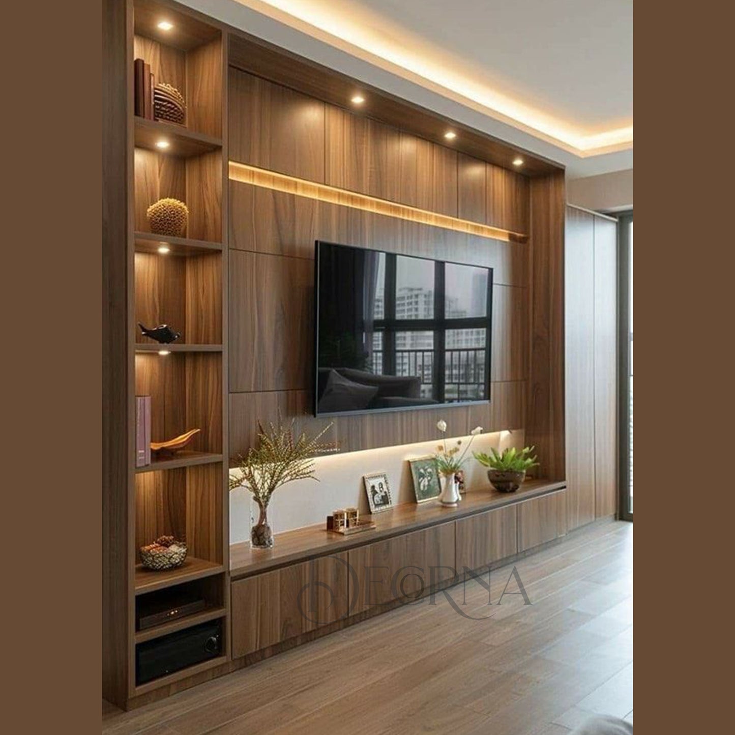 Unité murale TV en bois personnalisable