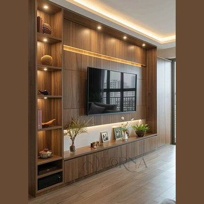 Unité murale TV en bois personnalisable