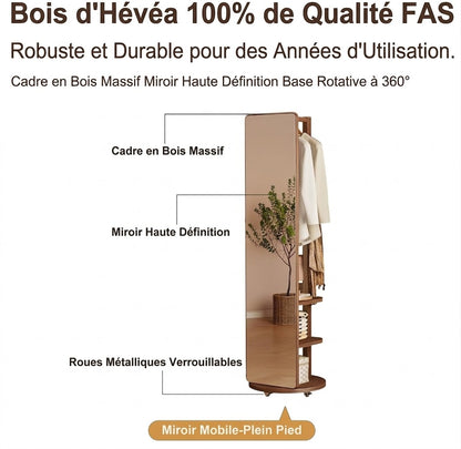 Miroir sur pied avec porte-manteau