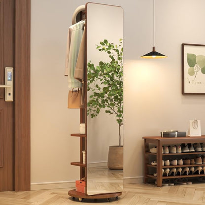 Miroir sur pied avec porte-manteau