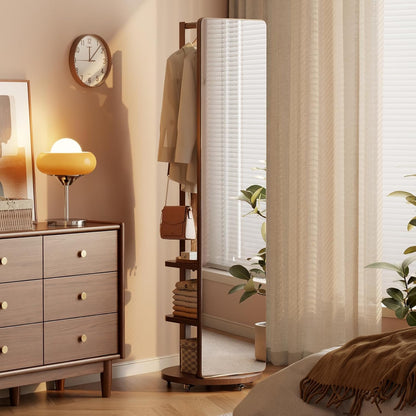 Miroir sur pied avec porte-manteau