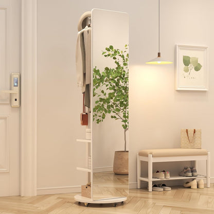 Miroir sur pied avec porte-manteau