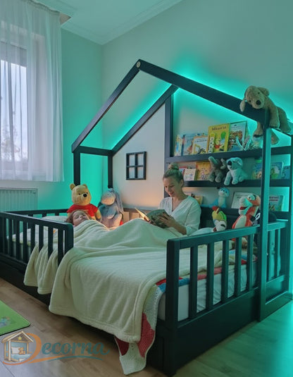 Lit Maison Confort avec Éclairage Ambiant Personnalisé